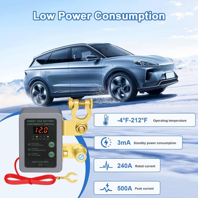 Detalle 2 de Kedifoai Coupe Circuit Batterie 12 V télécommandé sans fil avec affichage LED