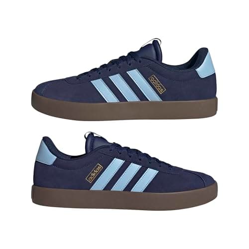 Detalle 2 de adidas Hombre VL Court 3.0 en piel con cierre de cordones (Dark Blue/Clear Sky/Gold Met., 43 1/3)