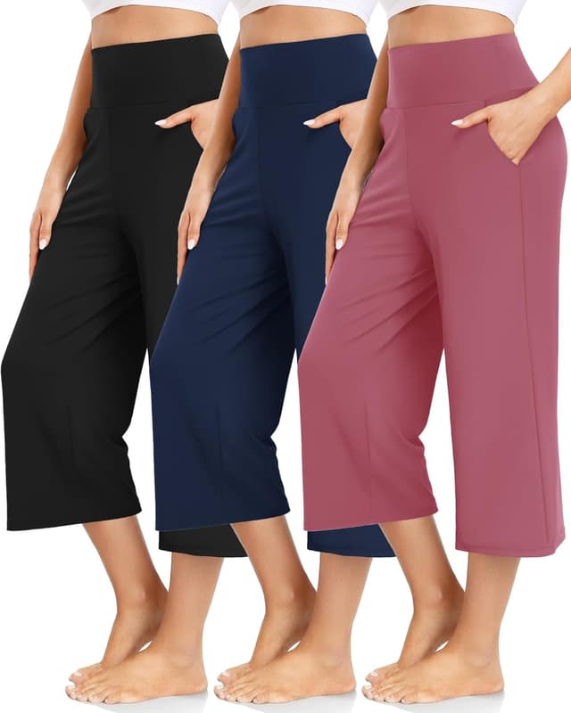 Thumbnail 6 de FULLSOFT 3-Pack Women’s Wide-Leg Yoga Pants (High Waisted, Deep Pockets)