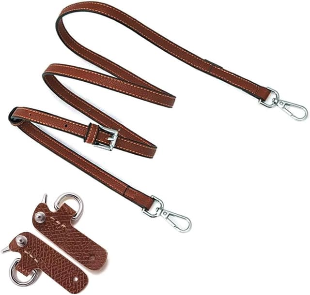 Detalle 2 de Keriocusi Lederriemen für Klein Tasche in Braun – verstellbarer Damen-Taschengurt mit goldfarbenem Karabiner, 90–120 cm (1,2 cm breit)