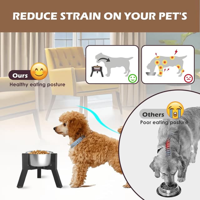 Detalle 2 de Supporto rialzato per cani di piccola taglia con larghezza regolabile 12,7–20,3 cm (ciotola non inclusa)