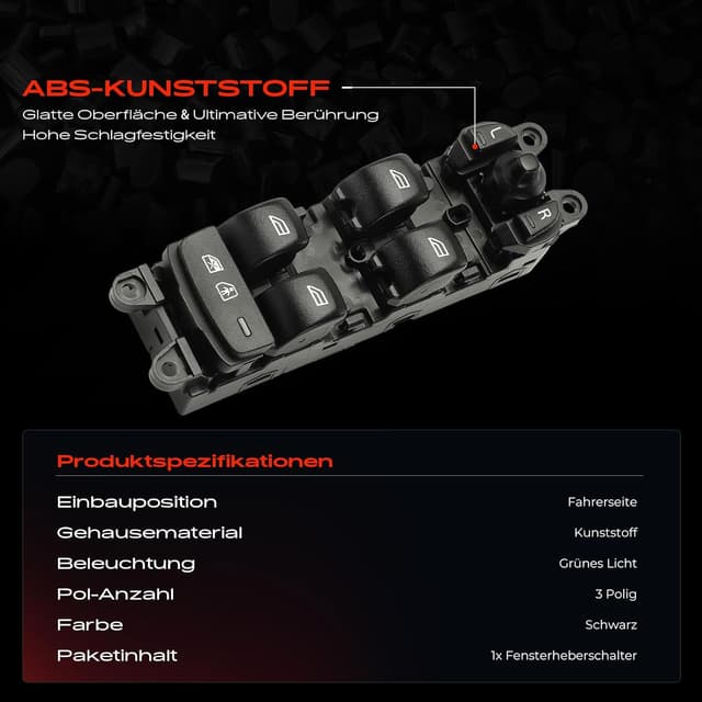 Detalle 2 de Frankberg Fensterheberschalter vorne links (Ersatz) – kompatibel mit S60 II, V60 I und XC60