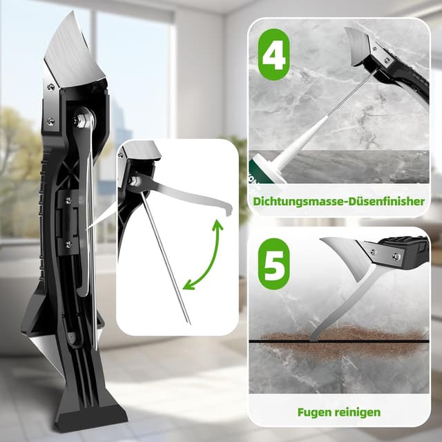 Detalle de Silikonentferner/Silikon-Abzieher Werkzeug-Set 5-in-1 (5-teiliges Set) mit austauschbaren Silikonpads (Weiß)