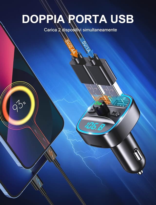 Detalle 2 de Mohard Trasmettitore FM Bluetooth 5.3 Auto