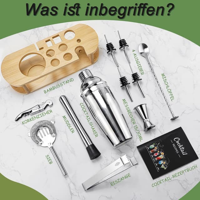 Detalle de Cocktail Shaker Set 12-teilig mit Ständer