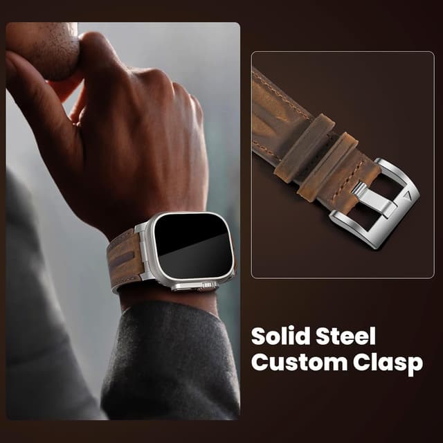 Detalle 2 de Genuine leather Apple Watch strap 49mm