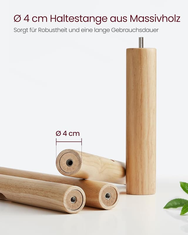 Detalle de VASAGLE Garderobenständer RCR010N01 aus massivem Kautschukholz, Baumform mit 8 Haken