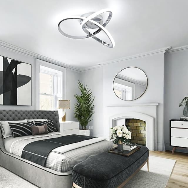 Detalle 2 de EIDISUNY 42W Dimmable LED Ceiling Light with Remote Control (40cm, 3000K–6000K, Chrome)