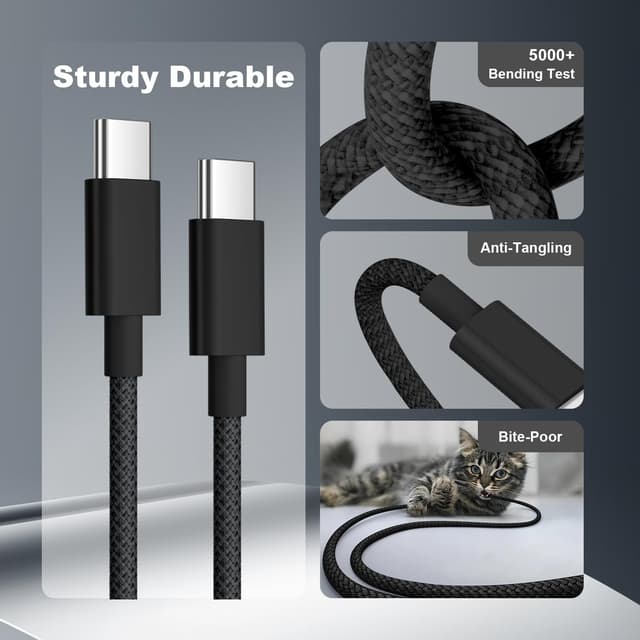 Detalle de Bamkey USB C to USB C 60W cable 2m 2 pack