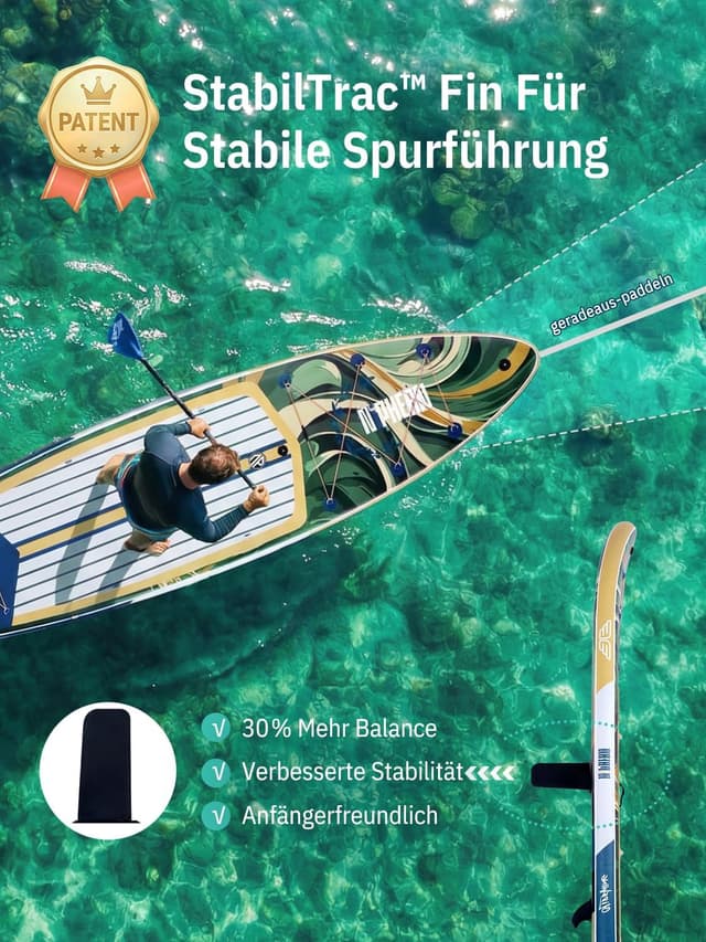 Detalle 2 de niphean (Extra Groß) Stand Up Paddling Board für 2+1 Personen, SUP für Anfänger mit StabilTrac, wasserdichte Handyhülle