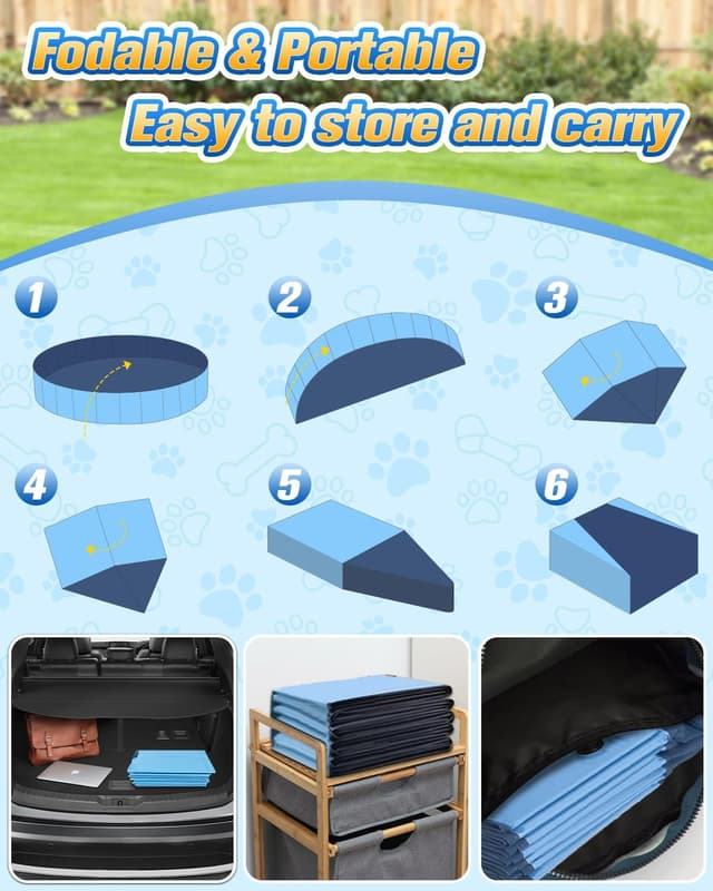 Thumbnail 6 de Yivsen 63in Sturdy Dog Pool with Sprinkler (2-in-1 Kids Pool & Splash Pad), Foldable Non-Slip Hard Plastic