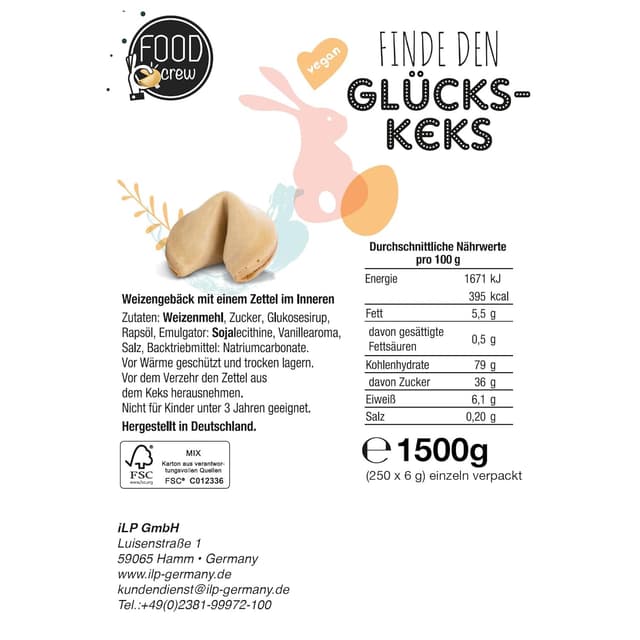 Detalle 2 de Glückskekse Ostern 250 Stück von FOOD crew