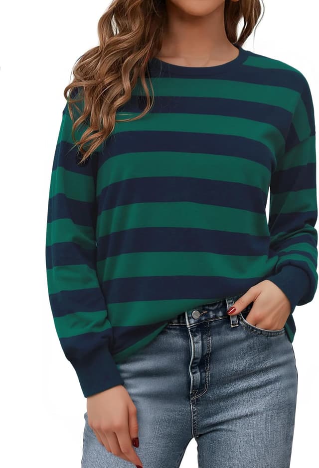 Detalle de Oversized Sweatshirt Damen mit Streifen