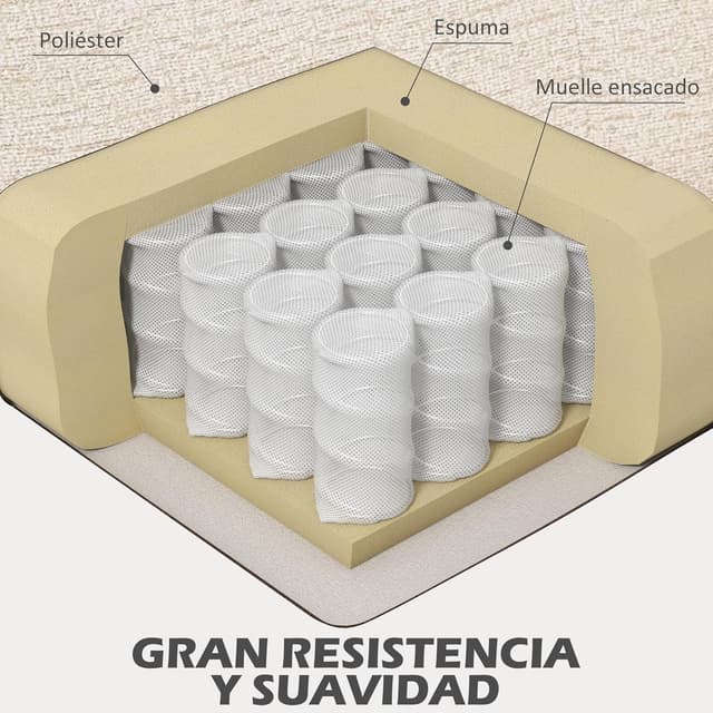 Thumbnail 5 de HOMCOM Sofá 2 plazas beige 114 cm