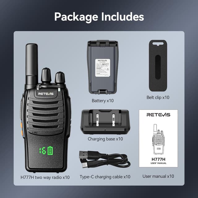 Thumbnail 6 de Retevis H777H Walkie Talkie 10er Set