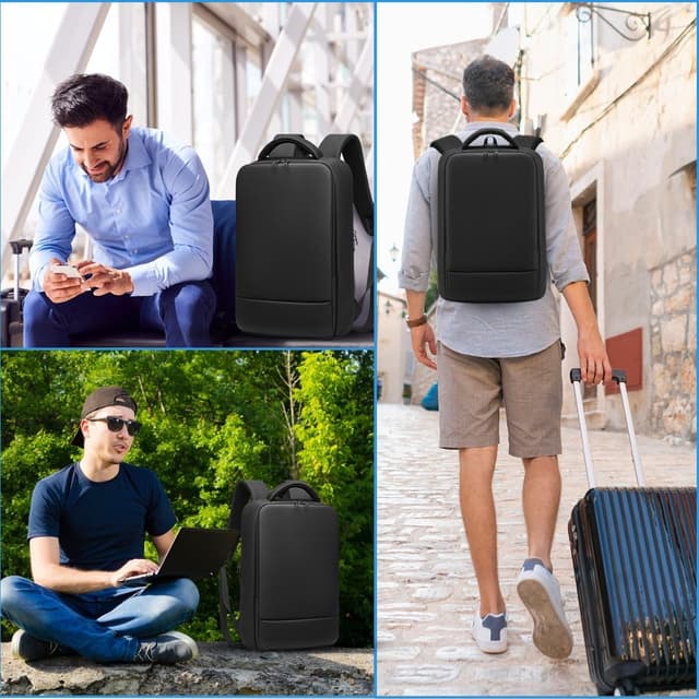 Thumbnail 6 de GYakeog Business-Rucksack für Herren mit Laptopfach bis 15,6 Zoll, wasserdicht – Schwarz