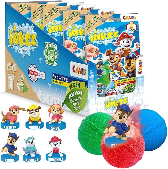 Detalle de Inkee Paw Patrol 🎁 Bombas de baño con sorpresa y aroma a chicle