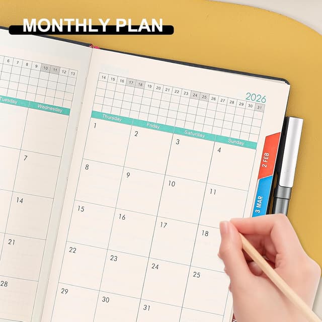 Detalle de Agenda 2026 Donfulfip A5 un giorno per pagina (gennaio–dicembre) con set di penne e accessori