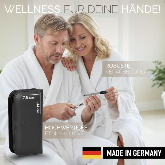 Detalle 2 de Maniküre-Set von Solingen mit Etui (Kunst-Leder), 6-teiliges Nagelset aus glanzvernickeltem Stahl