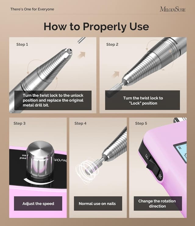 Detalle 1 de MelodySusie SC320H cordless nail drill 30000 RPM ๐