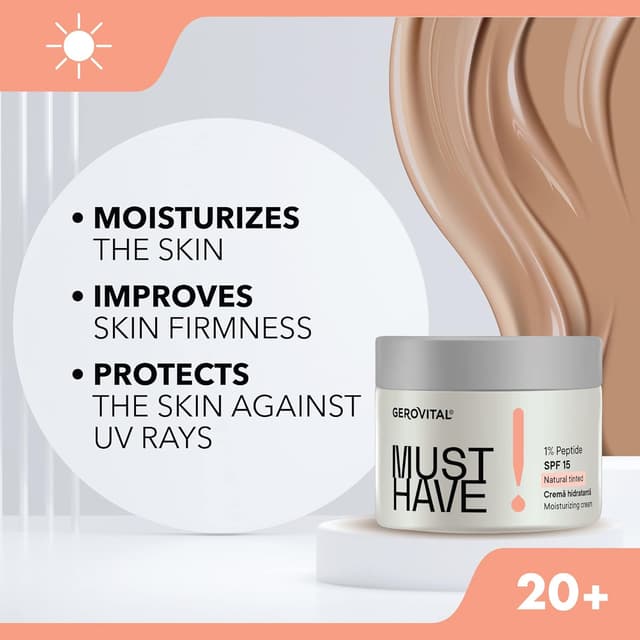 Detalle de Gerovital Must Have DD Feuchtigkeitscreme mit 1% Peptiden & SPF 15 – Tagespflege für Gesicht und Hals