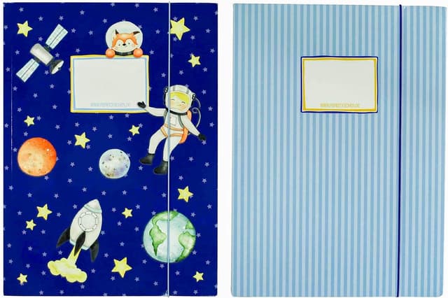 Detalle de 2 hochwertige Schulmappen DIN A4 von Papierdrachen mit Astronauten-Motiv (Schulmappen-Set Nr. 5)