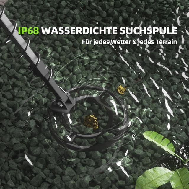 Detalle de GreenRex Metalldetektor Profi mit IP68 25,4-cm-Spule und großem LCD-Display