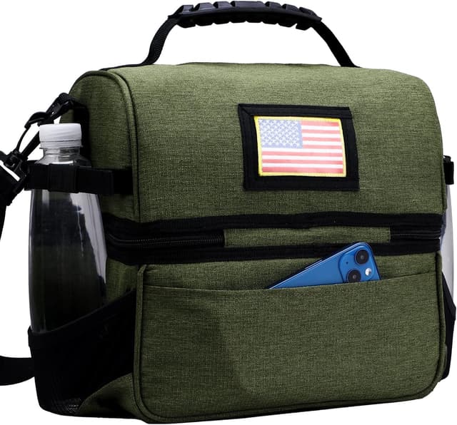Thumbnail 6 de MIER Dual Compartment Lunch Bag Tote (Army Green) — Insulated, Leakproof Cooler Tote