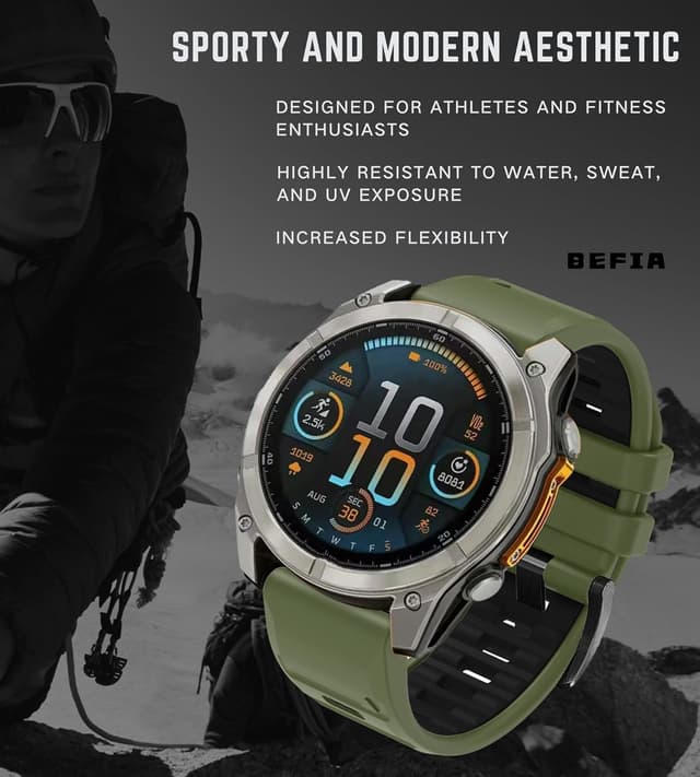 Detalle de BEFIA 26mm Silicone Watch Band for Garmin Fenix 8 (51mm), Epix Pro Gen 2 (51mm) — QuickFit Sport Strap