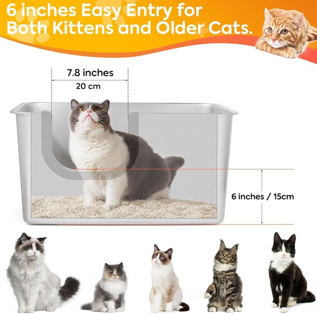 Detalle de Yangbaga Katzenklo Edelstahl XXL 60x40x30 cm 🚽