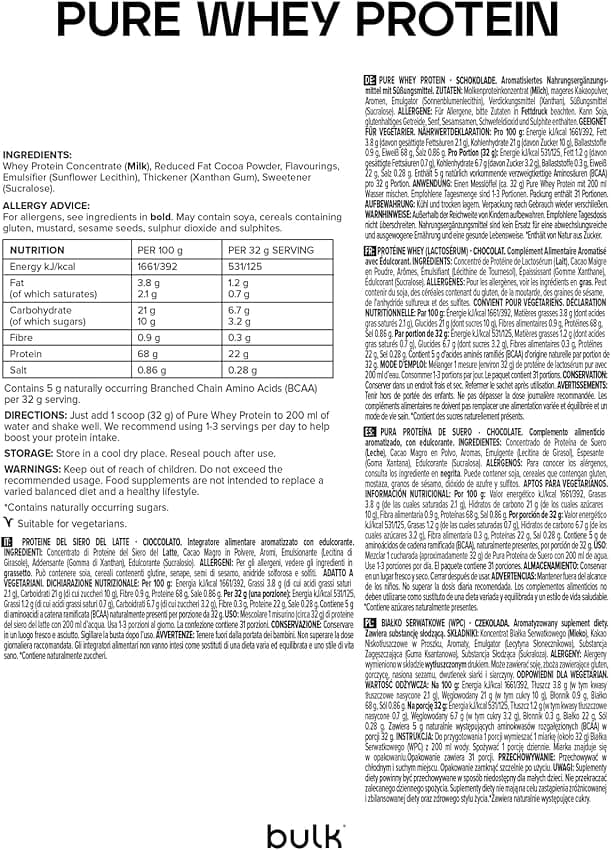 Thumbnail 3 de Bulk Pure Whey Protein 1kg 🍫 Alta concentración y rápida absorción