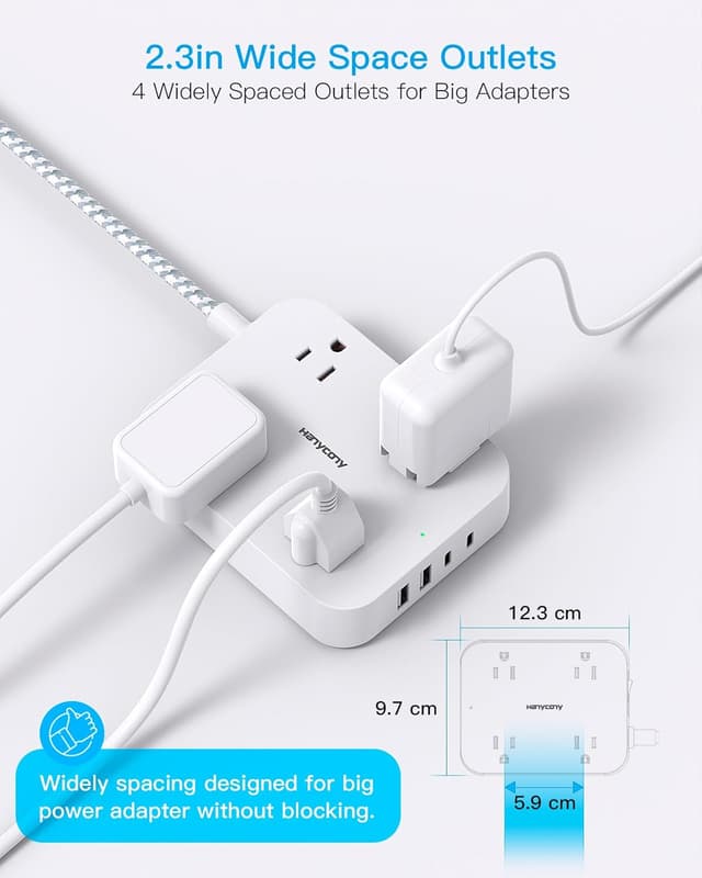 Detalle 2 de HANYCONY Flat Plug Extension Cord 5ft