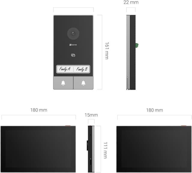 Detalle 2 de EZVIZ 2K Video-Türklingel-Set HP7 2-Familien-Kit mit Türsprechanlage, 7-Zoll-Touchmonitoren und KI Personenerkennung