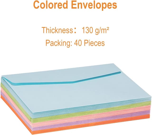 Thumbnail 2 de 40 Briefumschläge Bunt Mix 16 x 11cm