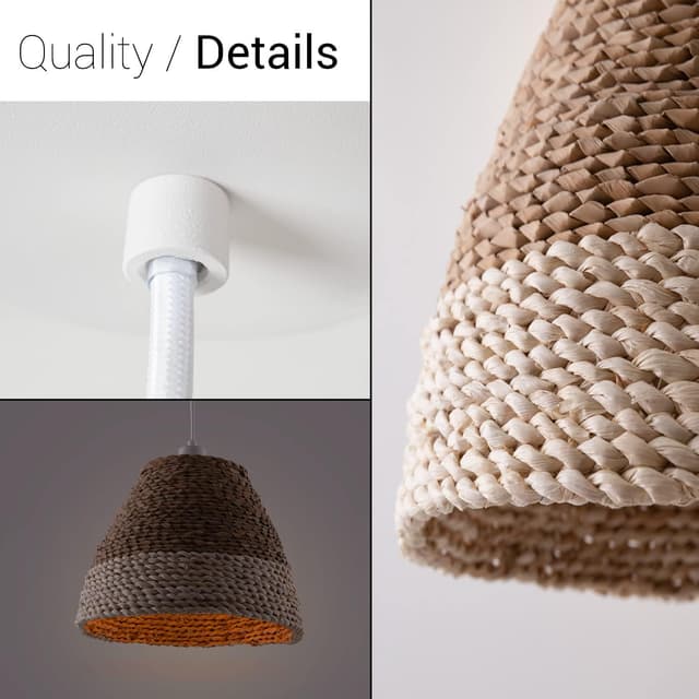 Thumbnail 4 de Paco Home Lámpara Colgante Beige para Comedor con Cable Textil