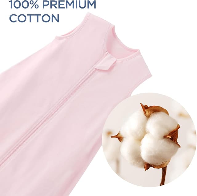 Detalle de LULUMONKEY Baby Summer Sleeping Bag 2 Pack (0.5 TOG Cotton) – Newborn to Toddler Wearable Blanket