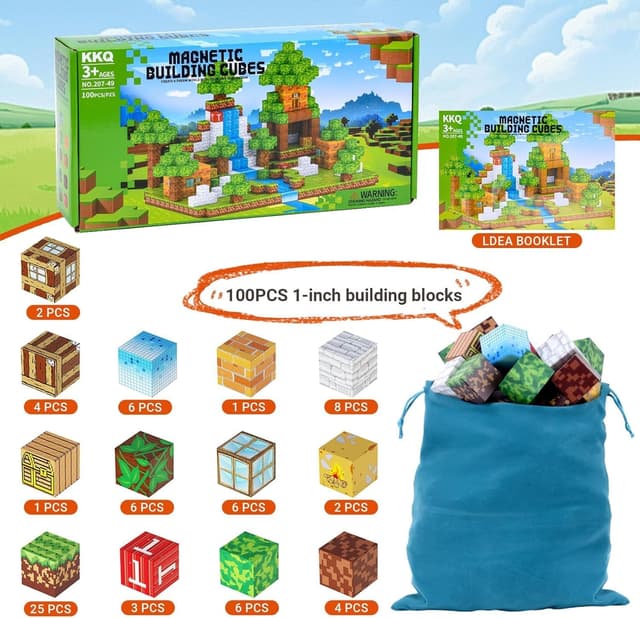 Detalle de Magnetic Blocks 100PCS 1‑inch magnetic building toys 🧩