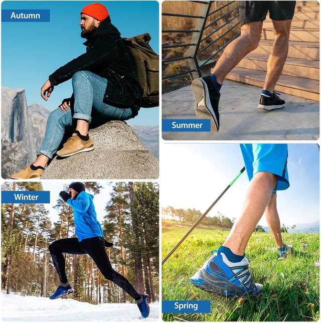 Detalle 2 de Niofind – Lot de 6 paires de chaussettes basses rembourrées en coton (tailles 37-46) respirantes anti-ampoules pour sport