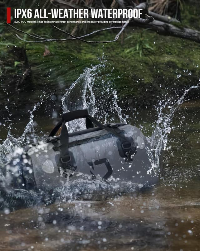 Detalle de BORLENI Borsa da Moto Impermeabile 30L con chiusura rolltop e sistema MOLLE
