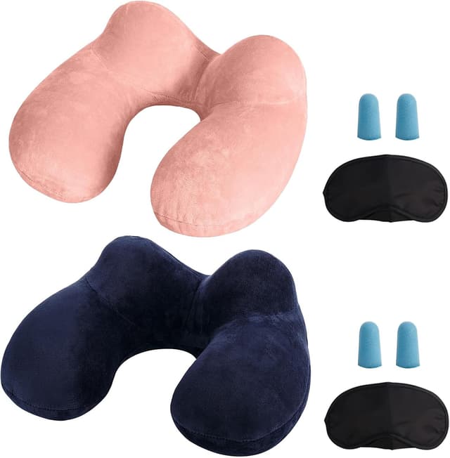 Detalle de LUZWAY Oreiller de voyage gonflable en velours, housse lavable