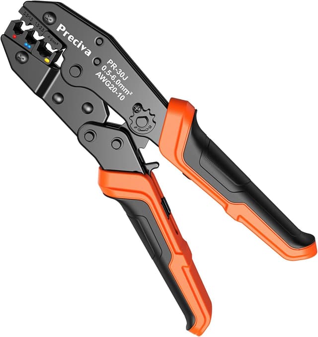 Detalle de Ratchet Crimping Plier Preciva insulated wire terminal crimp tool for AWG 20–10 up to 6mm²
