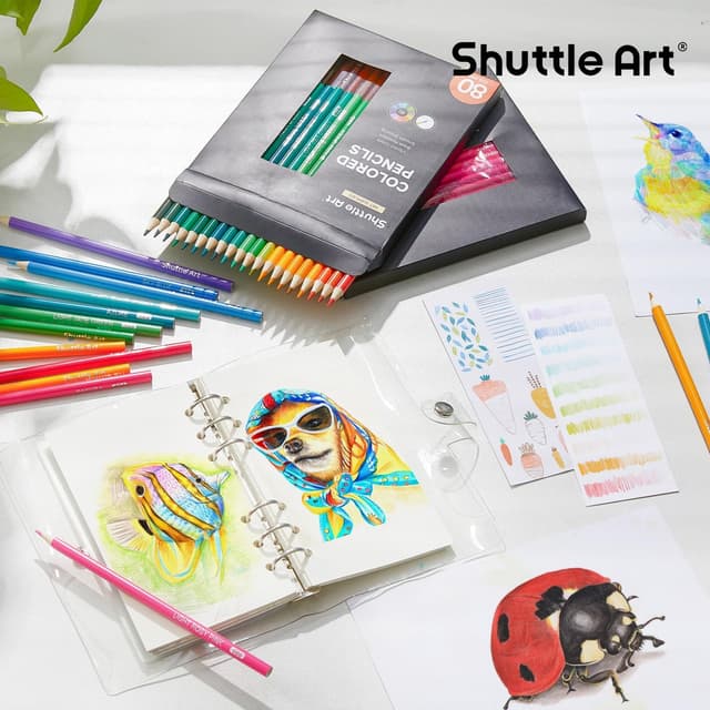 Detalle de Shuttle Art Buntstifte Set (80 Farben) – bruchsichere Holzstifte zum Malen & Zeichnen für Kinder, Anfänger und Erwachsene
