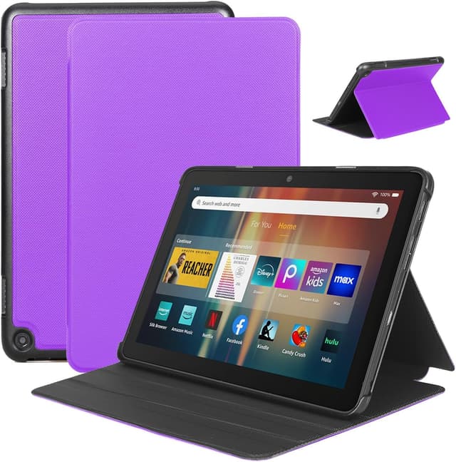 Detalle 2 de 8-Zoll Tablet-Hülle mit Wake/Sleep & 360°-Rundumschutz (faltbare Vorderseite, Lederoptik + weiche TPU-Rückseite) – Pink