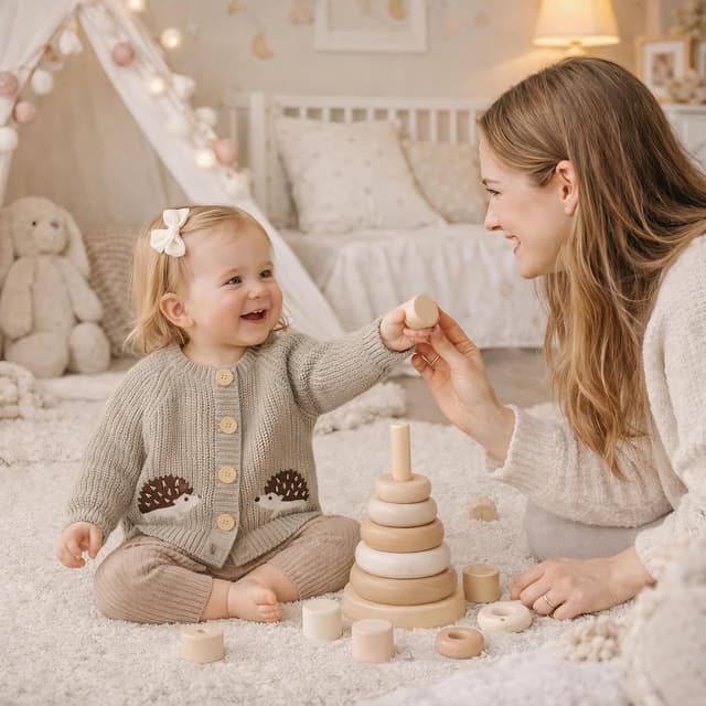 Detalle 2 de Yoolhamy Baby Strickjacke für Kleinkinder mit Igel-Design – warmer Cardigan mit Knöpfen, Unisex