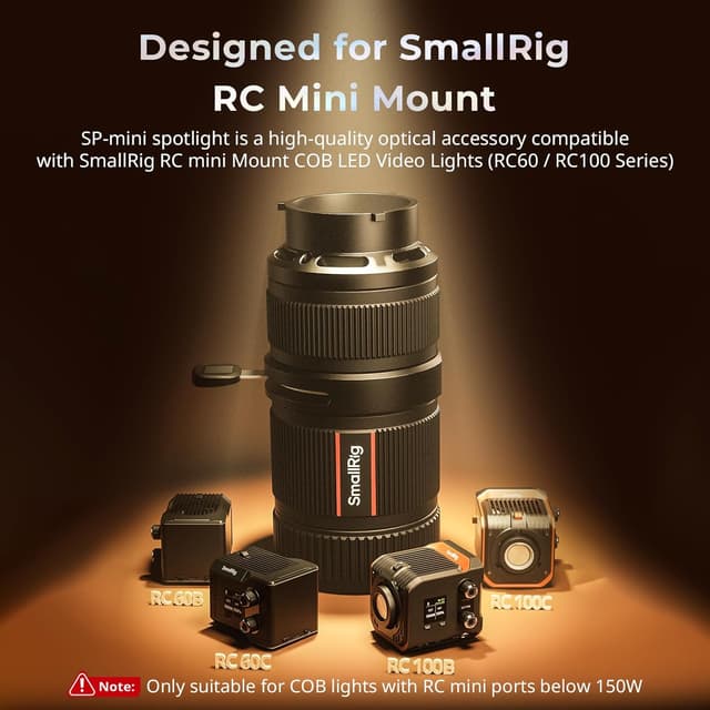 Detalle 2 de SMALLRIG SP-Mini Spotlight 4939 optical snoot photography kit with gobo holder and 10 gobos