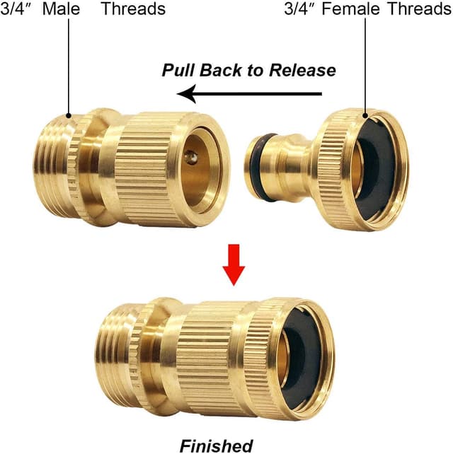 Detalle 2 de Hydrogarden brass quick garden hose connector set (3/4" BSP) – male & female quick end fittings