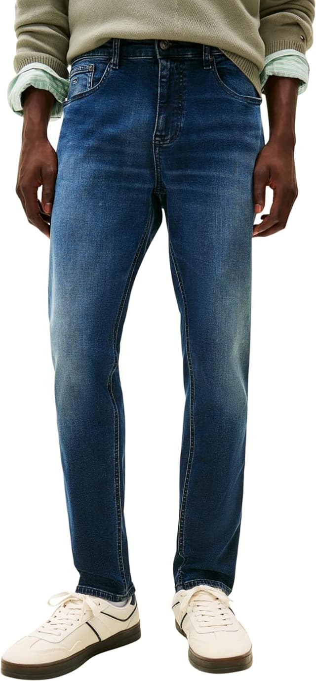 Detalle de Tommy Jeans Men’s Austin Slim Tapered Fit Jeans (5-pocket, regenerative cotton blend)
