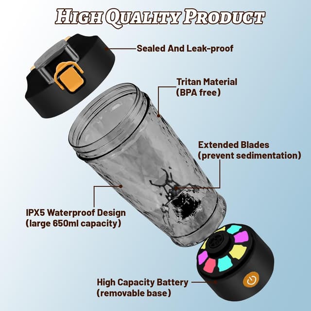 Detalle 2 de flintronic Protein Shake Bottle 650ml 🚰