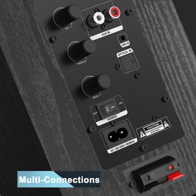 Detalle de LONPOO LP42A 60W Aktiv-Regal-Lautsprecher (2.0) mit Bluetooth, Optical, RCA & AUX-In