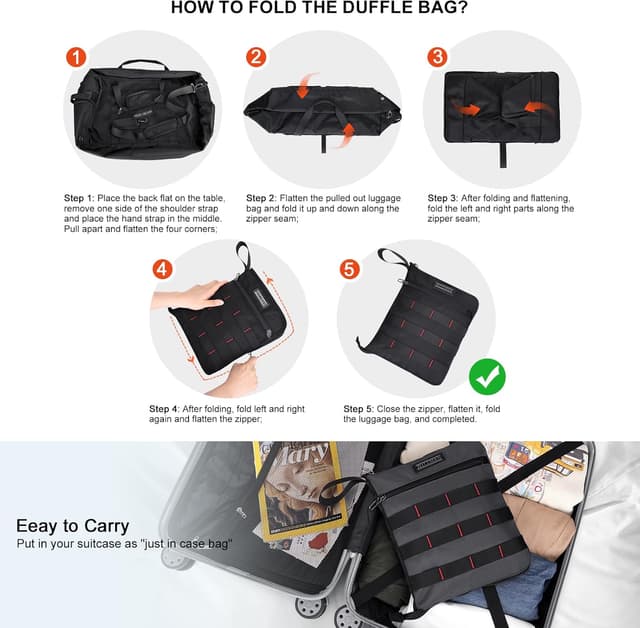 Detalle 2 de WITZMAN Sac de sport pliable 65 L avec compartiment à chaussures – B697 Gris argenté